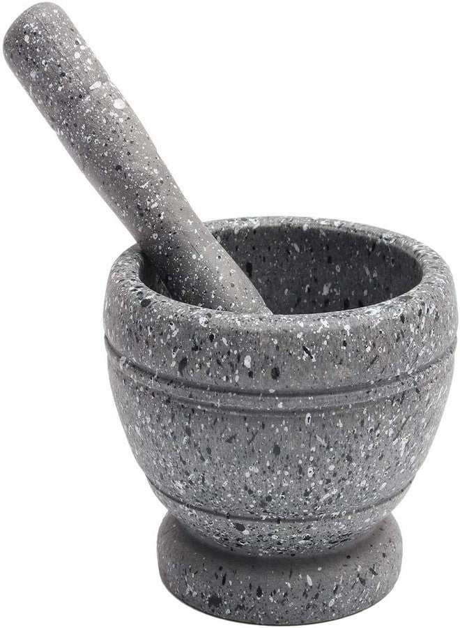 Hibucuo Resin Mortar and Pestle Set, Guacamole Bowl Molcajete Grinder Garlic Spices Herbs Mortar Pestle Set, Great for Guacamole Spice,Cooking Tools Supplies, Small 4.3 Inch Holds 1.5 Cups,Not Made by Stone - Image 1