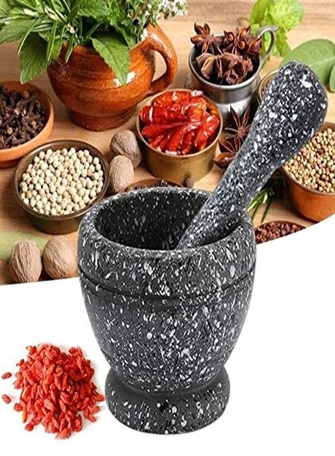 Hibucuo Resin Mortar and Pestle Set, Guacamole Bowl Molcajete Grinder Garlic Spices Herbs Mortar Pestle Set, Great for Guacamole Spice,Cooking Tools Supplies, Small 4.3 Inch Holds 1.5 Cups,Not Made by Stone - Image 4