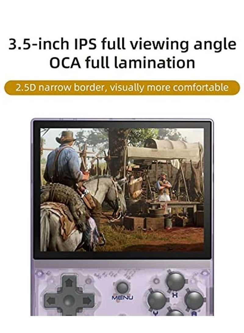 RG35XX Handheld Game Console, 3.5-Inch IPS Screen Linux System Retro Video Games Consoles, Portable Pocket Video Player Built-in 5000+ Games (Purple Transparent-64G+128G) - Image 2