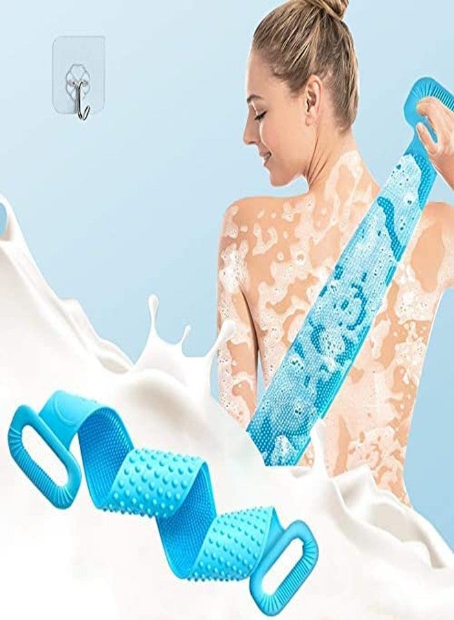 Ekdant Silicone Bathing Brush Exfoliating Back Scrubber for Shower Skin Deep Cleaning Massage Men & Women Double Sided Bath Body Scrubber Brush - Image 2