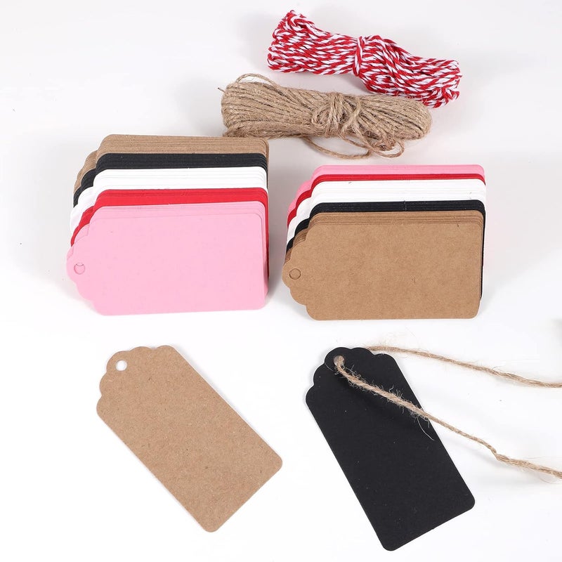 Red Dot Gift REDDOTGIFT 100Pcs Kraft Paper Gift Tags with 10m Natural Jute Twine - Multi-Color Set for Weddings, Christmas, and More - Image 1