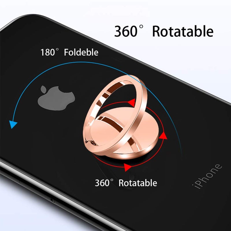 Tomorotec Ultra Slim Phone Ring Holder, Tomorotec Thin Cell Phone Ring Stand for Magnetic Car Mount with Black Car Mount Hook - for iPhone X XR XS 8 7 Plus 6S 6 5s 5 SE, Galaxy S8 S7 S6 Edge (Rose Gold) - Image 4