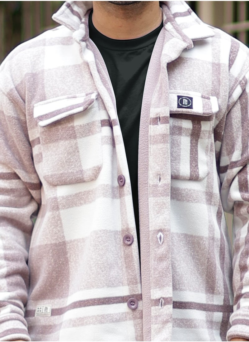 Maniac Maniac Men Checkered Fullsleeve Polyester Blend Fleece Shacket  - Image 4