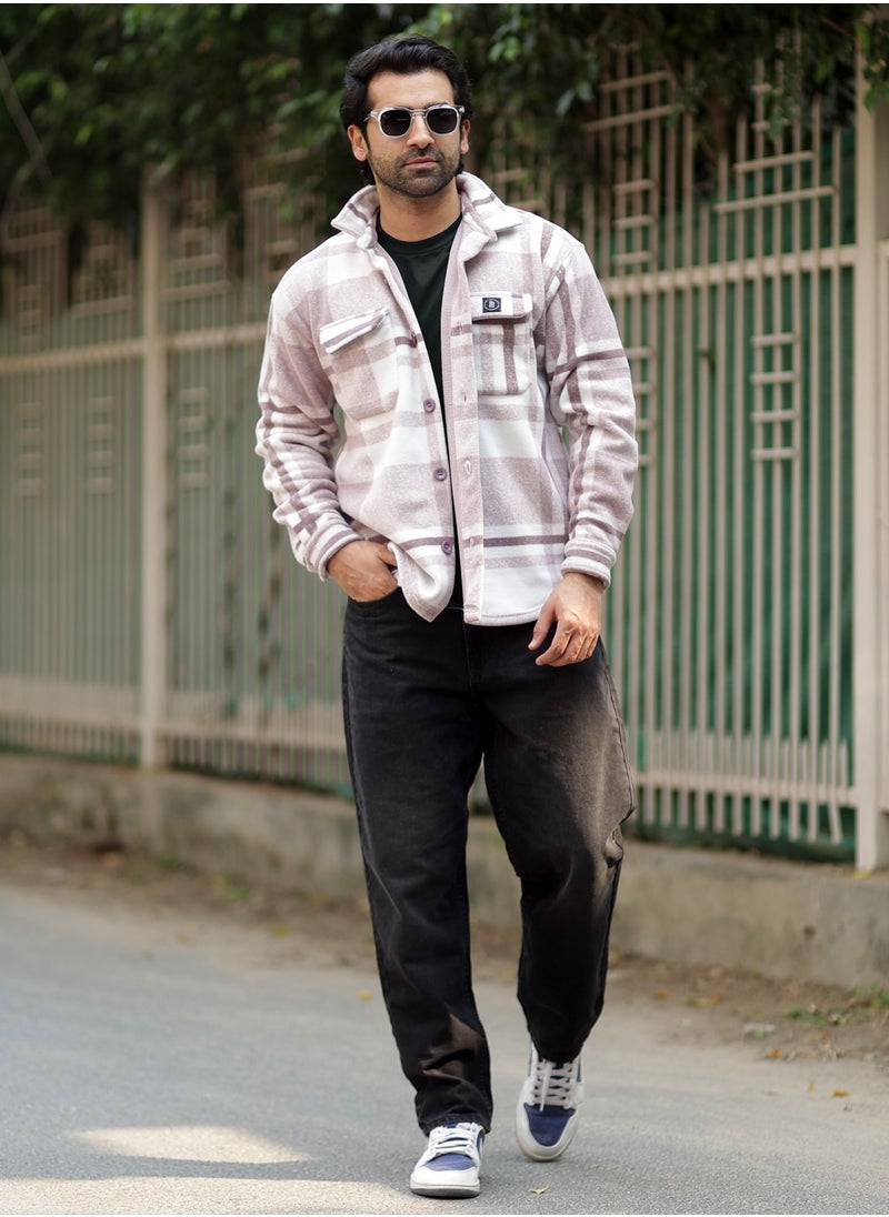 Maniac Maniac Men Checkered Fullsleeve Polyester Blend Fleece Shacket  - Image 5