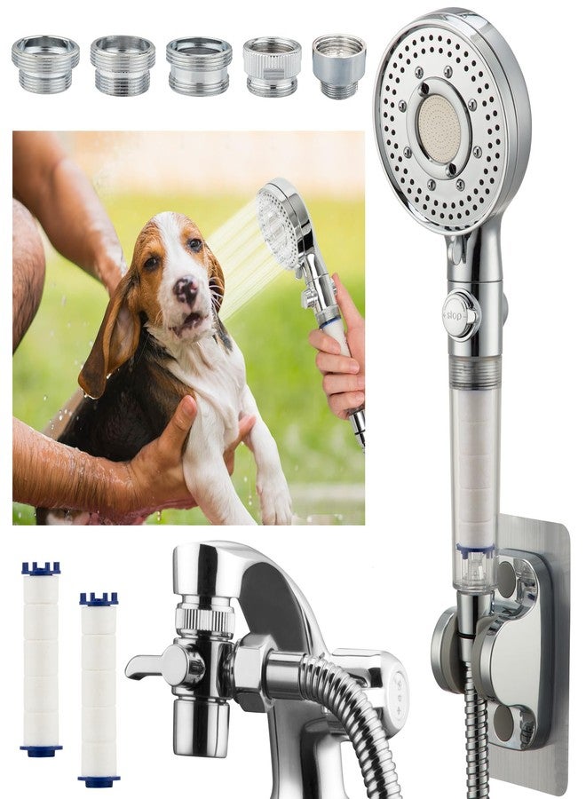 Klleyna Filter Dog Shower-Attachment for Bathtub-Faucet - ON/OFF Shower Head Attaches to Tub Spout, Pet Wash Hose Sink Sprayer (5 Adapters), Bathroom Kitchen Tap Extension for Hair Washing & Baby Bath - Image 1