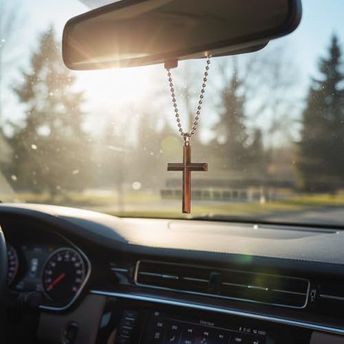 M Men Style Religious Christ Cross Brown Zinc and Metal Car Hanging for Men and Women cardecor-SPn20211279 - Image 3