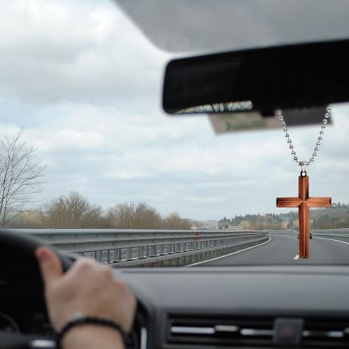 M Men Style Religious Christ Cross Brown Zinc and Metal Car Hanging for Men and Women cardecor-SPn20211279 - Image 1