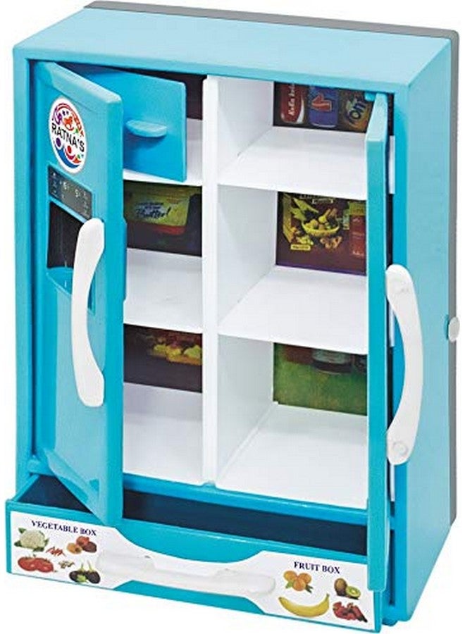راتاناز لعبة راتنا البلاستيكية، ثلاجة، جهاز مطبخ منزلي، لعبة مصغرة للأطفال، لون أزرق - Image 1