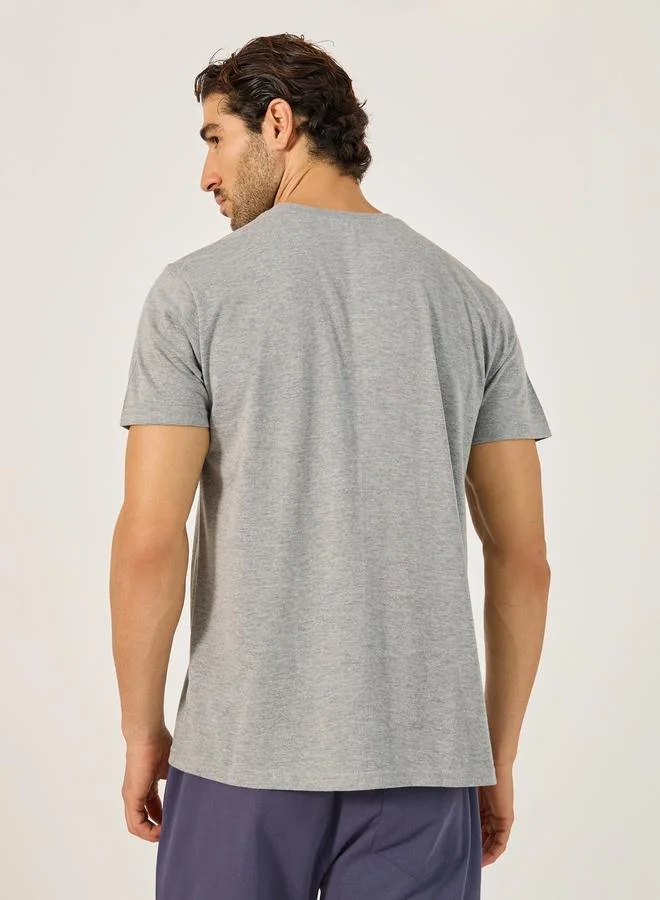 Styli Solid Regular Fit Cotton Rich T-Shirt