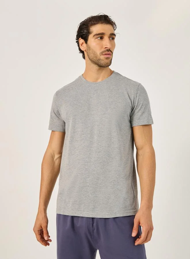 Styli Solid Regular Fit Cotton Rich T-Shirt