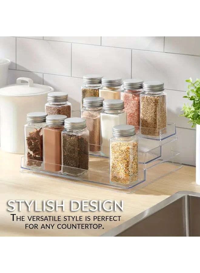 3 Tier Clear Plastic Spice Rack No Assembly Required Durable Countertop Organizer For Seasonings Condiments Kitchen Or Bathroom Use - Image 5