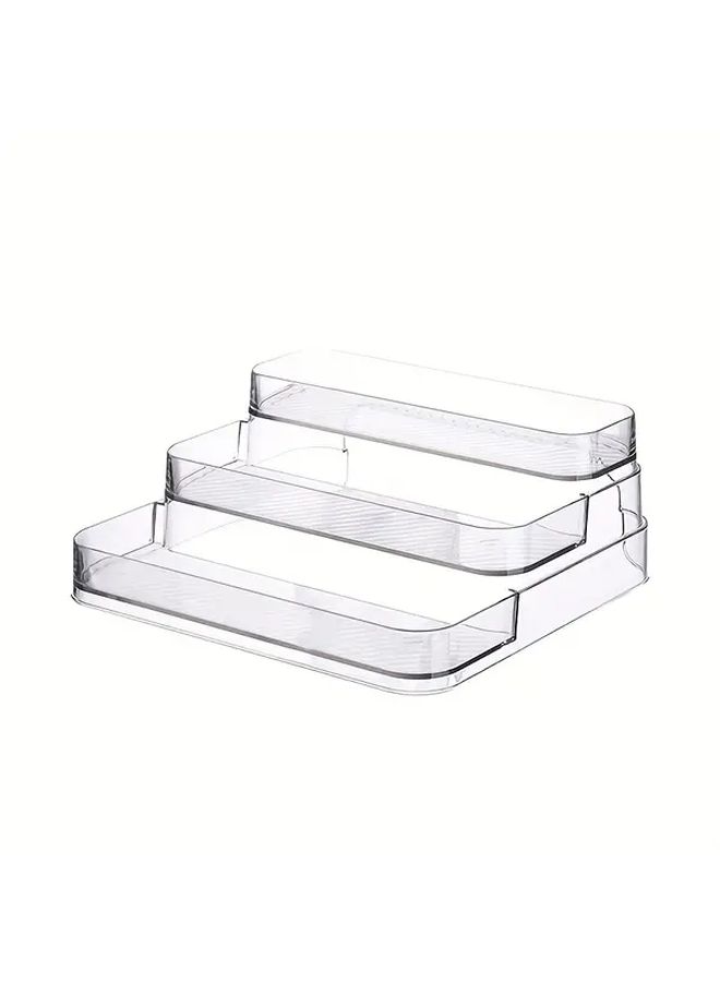 3 Tier Clear Plastic Spice Rack No Assembly Required Durable Countertop Organizer For Seasonings Condiments Kitchen Or Bathroom Use - Image 2