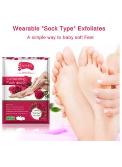 ALIVER Pack of 3 Rose Exfoliating Foot Mask  - Image 2