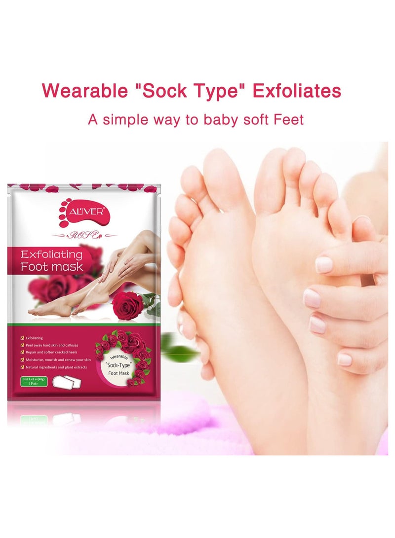 Pack of 3 Rose Exfoliating Foot Mask