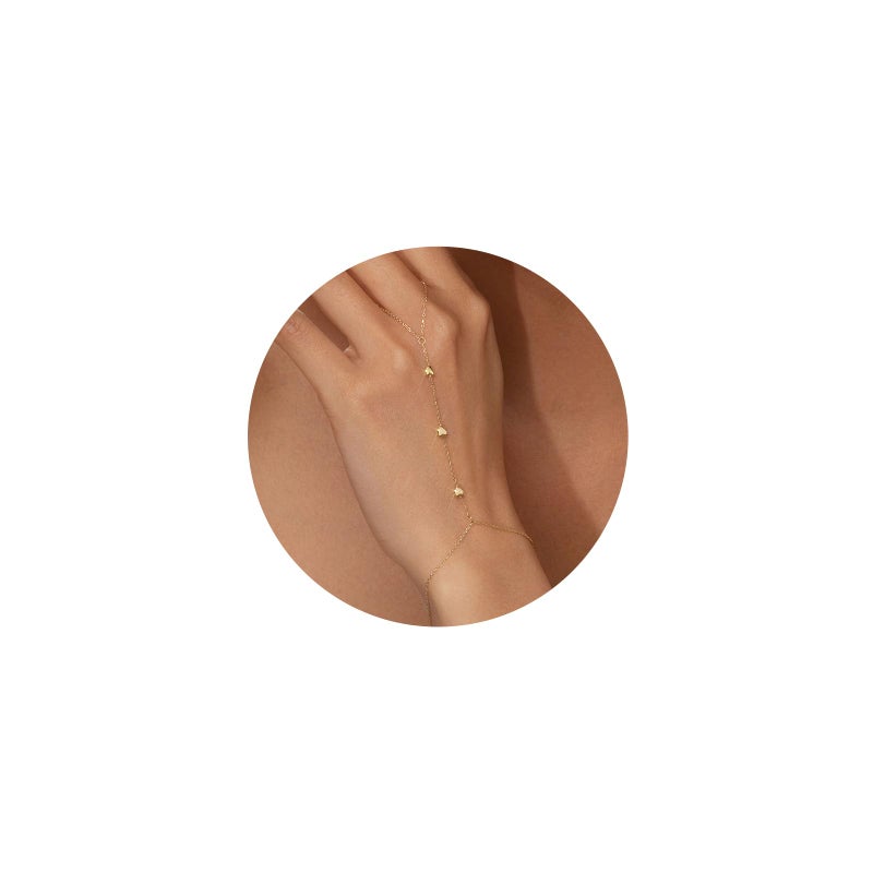 adoyi Gold Bracelets for Women 14K Gold Plated Hand Chain Bracelet Dainty Stackable Ring Bracelet Stack Set Adjustable Hand Chain Link Layered Waterproof Jewelry Sets Gifts for Womens - Image 1