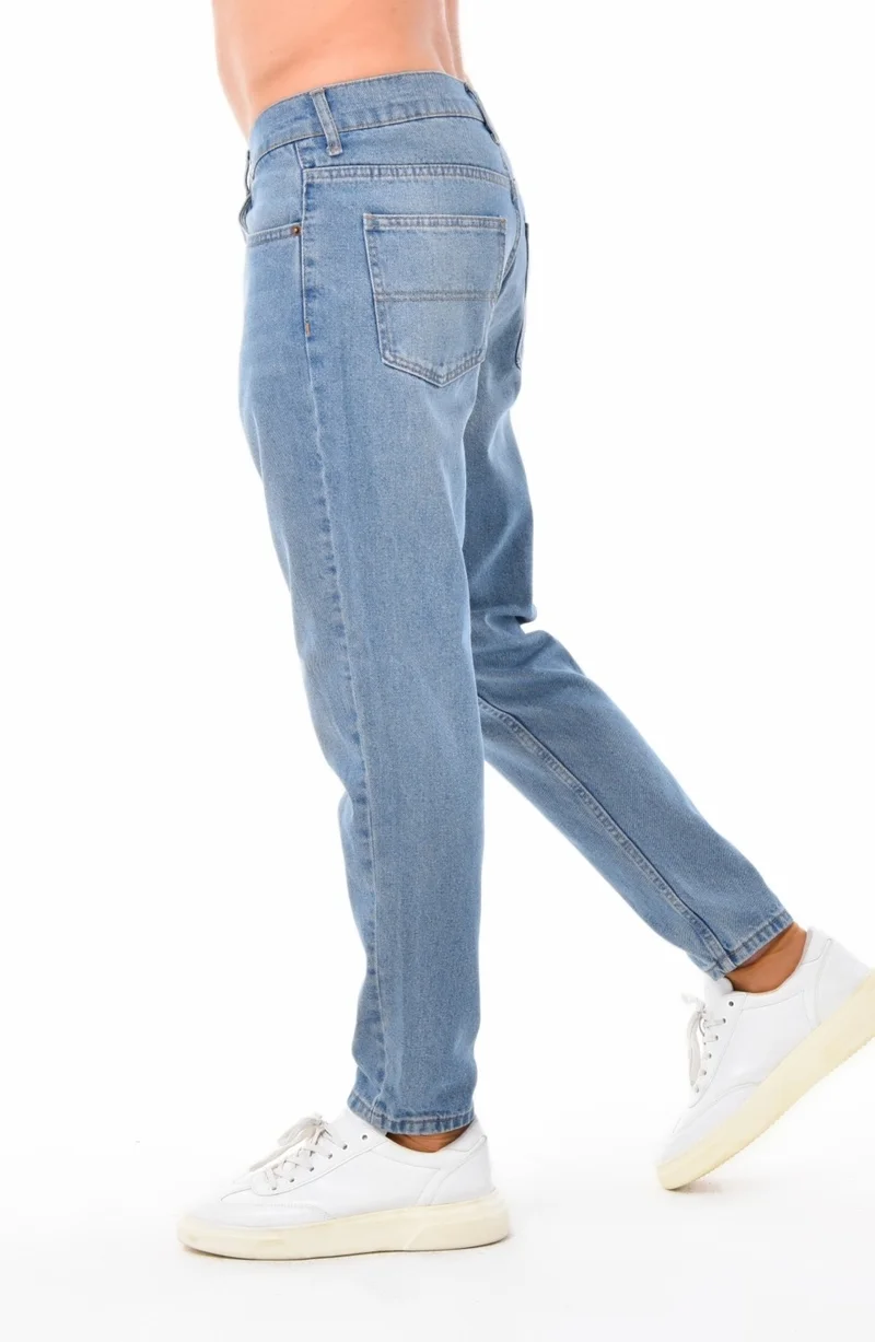 سيدي دينيم Men Light Blue High Waist Slim Leg Loose Jeans Mom Jeans C333
