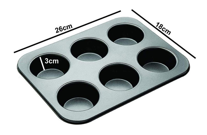 RINKLE TRENDZ Teflon Non Stick Aluminium Muffin TrayCup Cake Tray 6 Cups - Image 3