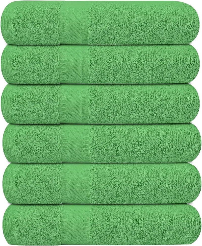KAHAF COLLECTION Pack of 6 Bath Towels 27 x 54 Inches, 100% Cotton, Larger & Lighter Weight, Quicker to Dry, Super Soft and Absorbent, Perfect for Bathroom (Light Green, Pack of 6 (27''x54'')) - Image 1