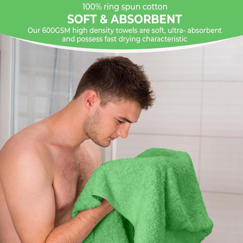 KAHAF COLLECTION Pack of 6 Bath Towels 27 x 54 Inches, 100% Cotton, Larger & Lighter Weight, Quicker to Dry, Super Soft and Absorbent, Perfect for Bathroom (Light Green, Pack of 6 (27''x54'')) - Image 4