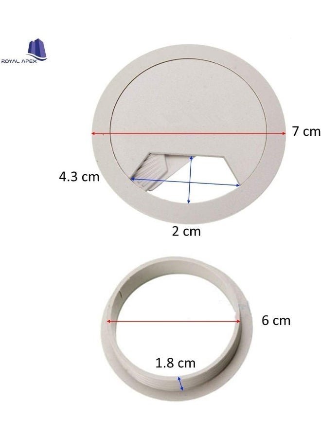 Royal Apex Plastic Grommet Computer Cable Tidy Desk Table Pc Outlet Wire Cover Pack Of 3 (60Mm, White)  - Image 4