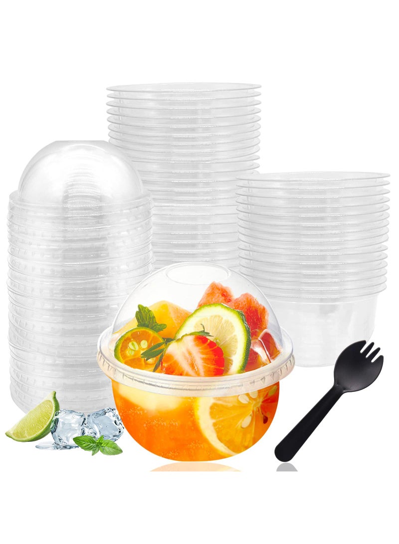 Sweet seven 50 Pack Clear Plastic Cups with Dome Lids - 8oz Disposable PET Dessert Cups for Fruit, Ice Cream, Cupcake, and Cold Drinks - Image 1