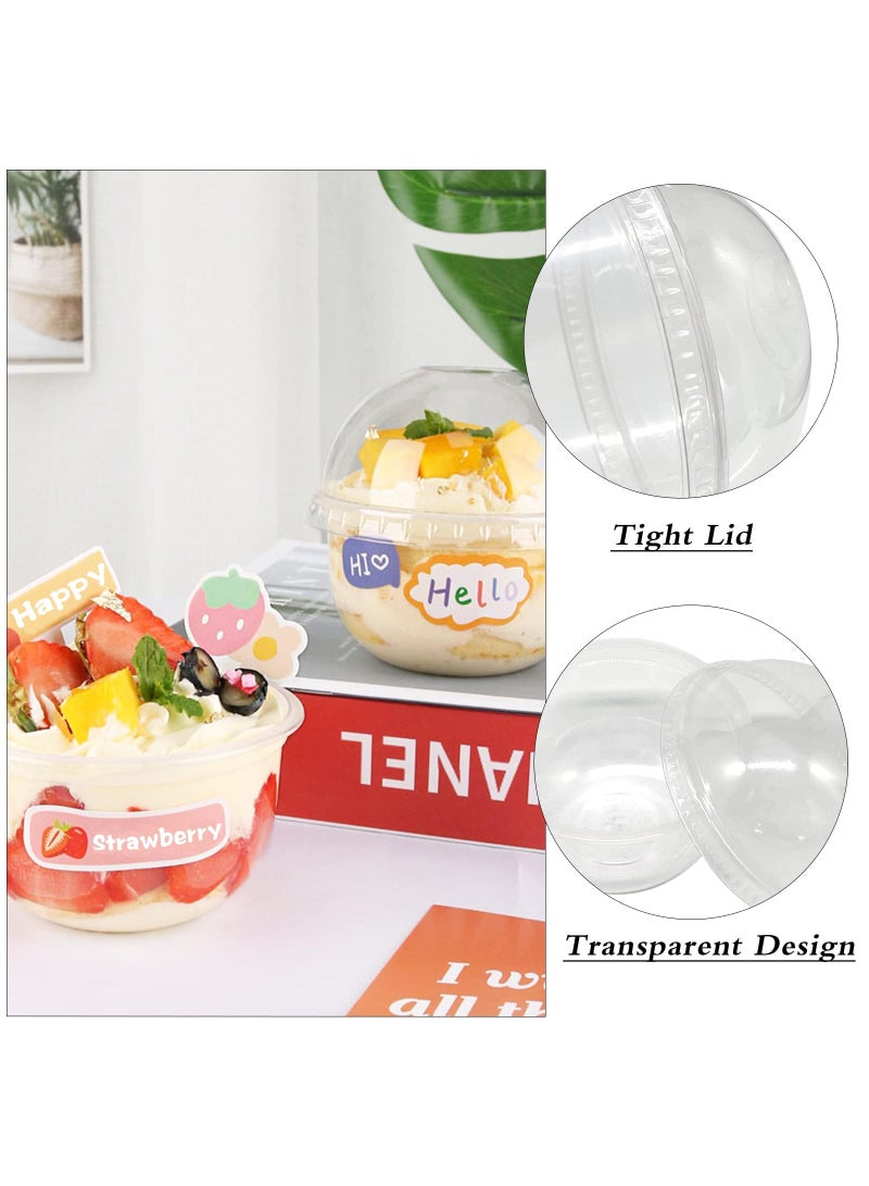 Sweet seven 50 Pack Clear Plastic Cups with Dome Lids - 8oz Disposable PET Dessert Cups for Fruit, Ice Cream, Cupcake, and Cold Drinks - Image 3