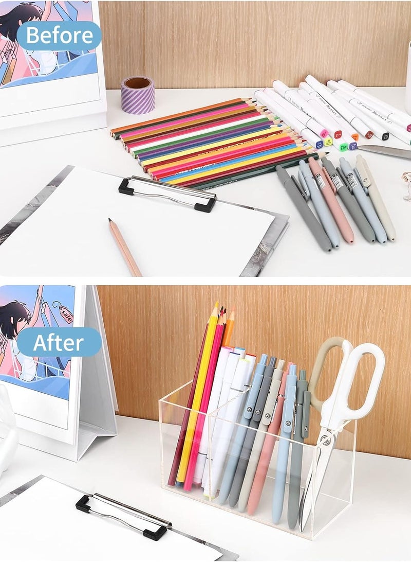 Acrylic Pen Holder – Clear Pencil Holder Desk Organizer