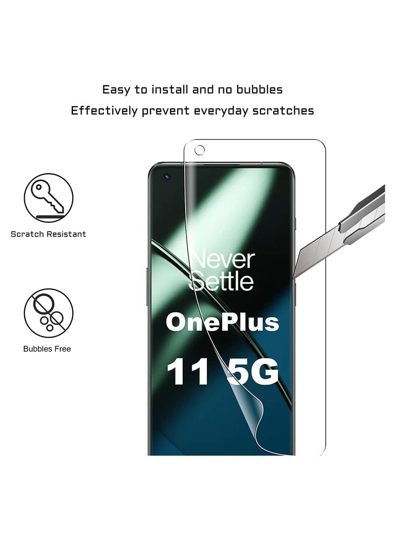 فيلم متوافق مع حامي شاشة OnePlus 11 【عبوة تحتوي على 3 قطع】 TPU ناعم عالي الوضوح غير زجاجي بدون فقاعات وحساس للمس ومقاوم للتكسير عالي الوضوح. - Image 5