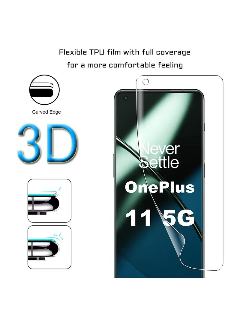 فيلم متوافق مع حامي شاشة OnePlus 11 【عبوة تحتوي على 3 قطع】 TPU ناعم عالي الوضوح غير زجاجي بدون فقاعات وحساس للمس ومقاوم للتكسير عالي الوضوح. - Image 3