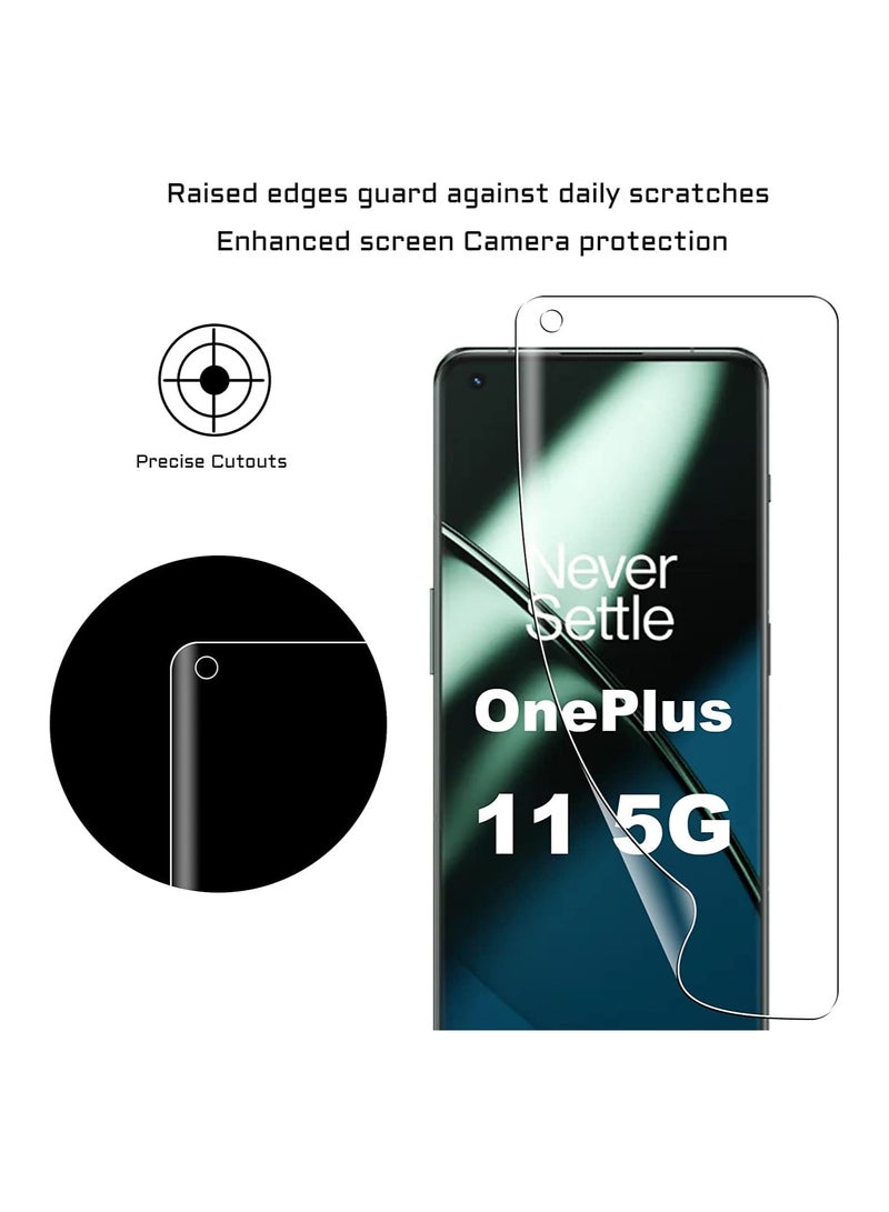 فيلم متوافق مع حامي شاشة OnePlus 11 【عبوة تحتوي على 3 قطع】 TPU ناعم عالي الوضوح غير زجاجي بدون فقاعات وحساس للمس ومقاوم للتكسير عالي الوضوح. - Image 4