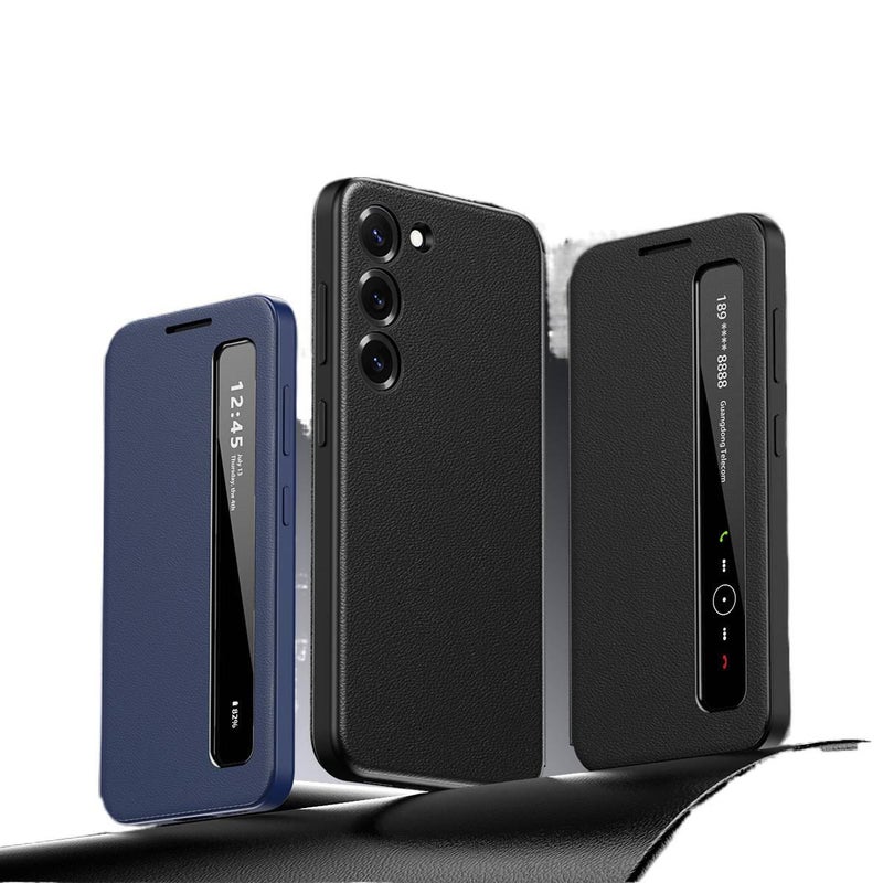 غطاء واقي بPC باللون أسود لـ Samsung Galaxy S22 مع تصميم قابل للطي وغطاء ذكي مع وظيفة السكون/التشغيل مع مقاوم للبصمات أثناء التنقل للطاولة للتنقل اليومي - Image 3