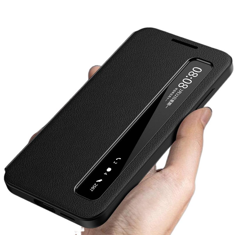 غطاء واقي بPC باللون أسود لـ Samsung Galaxy S22 مع تصميم قابل للطي وغطاء ذكي مع وظيفة السكون/التشغيل مع مقاوم للبصمات أثناء التنقل للطاولة للتنقل اليومي - Image 2