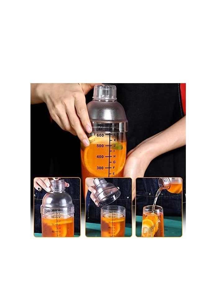 Spaceshoop Plastic Cocktail Shaker, Hand Drink Mixer Boba Tea Shaker Cup with Scales, Bar Tool Transparent 700ml - Image 3