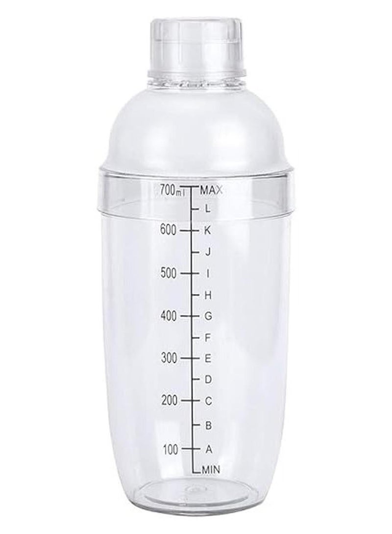 Spaceshoop Plastic Cocktail Shaker, Hand Drink Mixer Boba Tea Shaker Cup with Scales, Bar Tool Transparent 700ml - Image 1