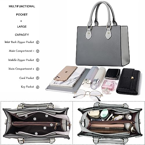 CHICAROUSAL Crossbody Purses and Handbags for Women PU Leather Tote Top Handle Satchel Shoulder Bags (Liz Dark Grey - Grey) - Image 5