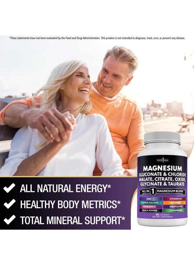NEW AGE Magnesium Supplement -Powerful Glycinate Citrate Malate Oxide Taurate Aspartate Gluconate Orotate & Mag Chloride Manganese Bone Health and Bone Strength, Joint Support- 180 Count - Image 5