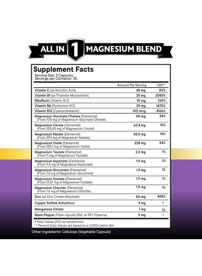 NEW AGE Magnesium Supplement -Powerful Glycinate Citrate Malate Oxide Taurate Aspartate Gluconate Orotate & Mag Chloride Manganese Bone Health and Bone Strength, Joint Support- 180 Count - Image 2