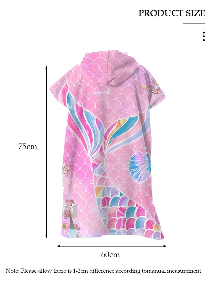 DUNISO رداء حمام بغطاء رأس للأطفال من الألياف الدقيقة ومناشف شاطئ حورية البحر للسفر ومنشفة سريعة الجفاف بغطاء رأس للسباحين ومناشف شاطئ مقاومة للرمال للأطفال ومناشف حمام سباحة رائعة وإكسسوارات شاطئ ومنشفة فائقة الامتصاص - Image 2