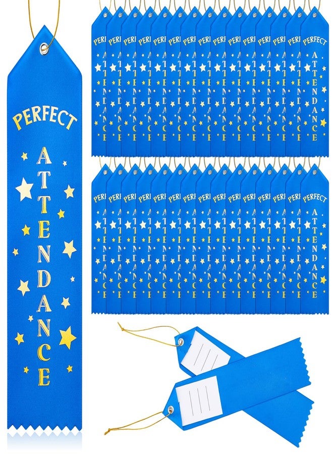 Hotop 50 Pcs Attendance Award Ribbons Participation Ribbon Blue Rope Award Bookmark Style Ribbon with Event Card for Students Kids Competition Sports Event Contests School Office Team - Image 1