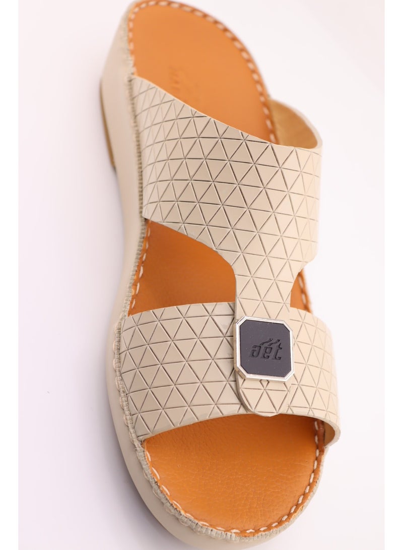 النهام شبشب عربي من الجلد الكامل، نعل داخلي بلون أسمر، راحة كاجوال - Image 1