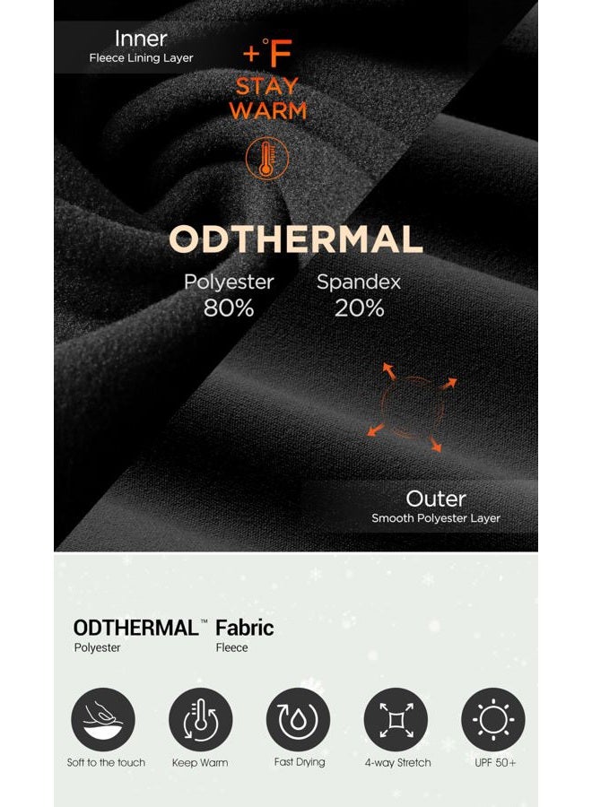 ODODOS Women's Fleece Lined 7/8 Length High Waisted Yoga Pants with Pockets, 25" Tummy Control Warm Athletic Workout Leggings, Black, X-Large - Image 3