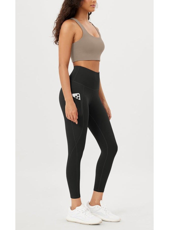 ODODOS Women's Fleece Lined 7/8 Length High Waisted Yoga Pants with Pockets, 25" Tummy Control Warm Athletic Workout Leggings, Black, X-Large - Image 5