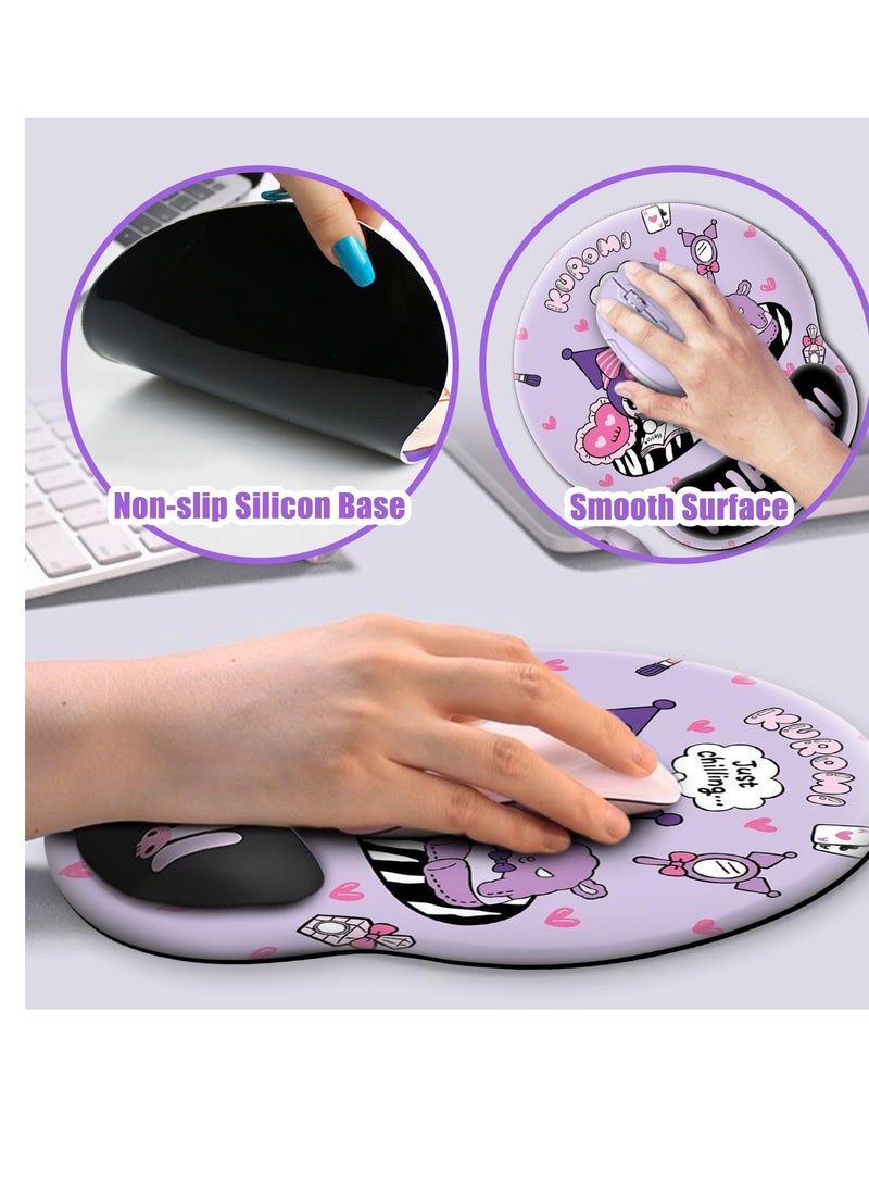 Kawaii Mouse Pad with Wrist Support Comfortable Smooth Wrist Rest Non-Slip Base Pain Relief Mousepad for Computer Office