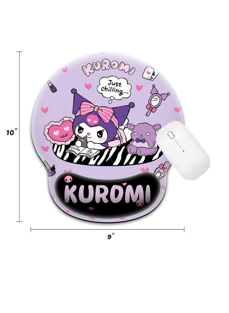 Kawaii Mouse Pad with Wrist Support Comfortable Smooth Wrist Rest Non-Slip Base Pain Relief Mousepad for Computer Office