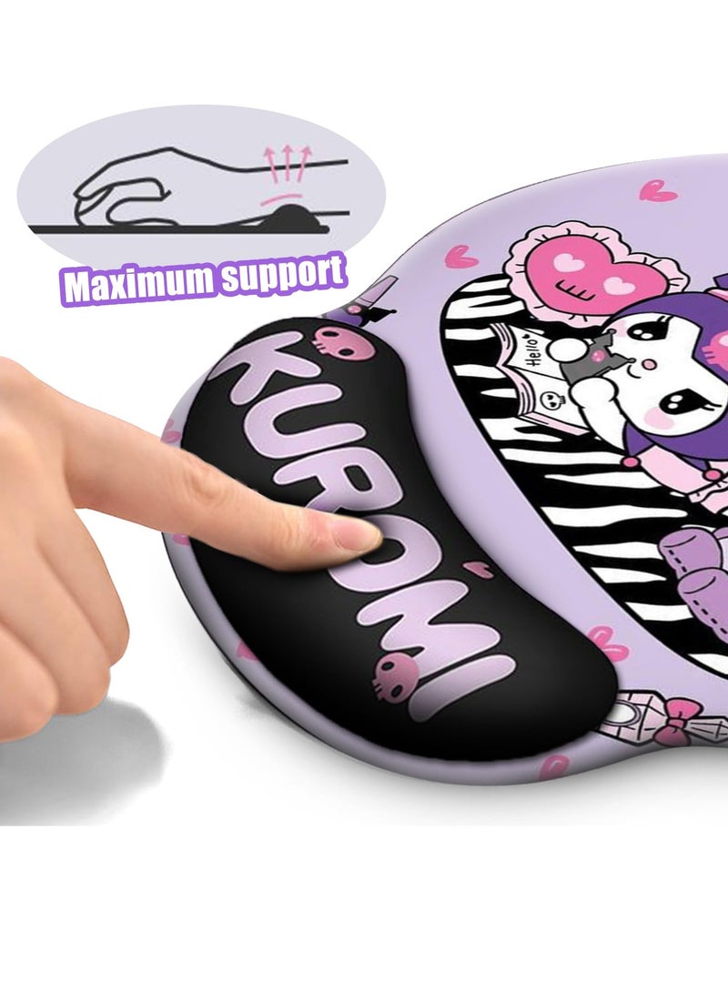 Kawaii Mouse Pad with Wrist Support Comfortable Smooth Wrist Rest Non-Slip Base Pain Relief Mousepad for Computer Office