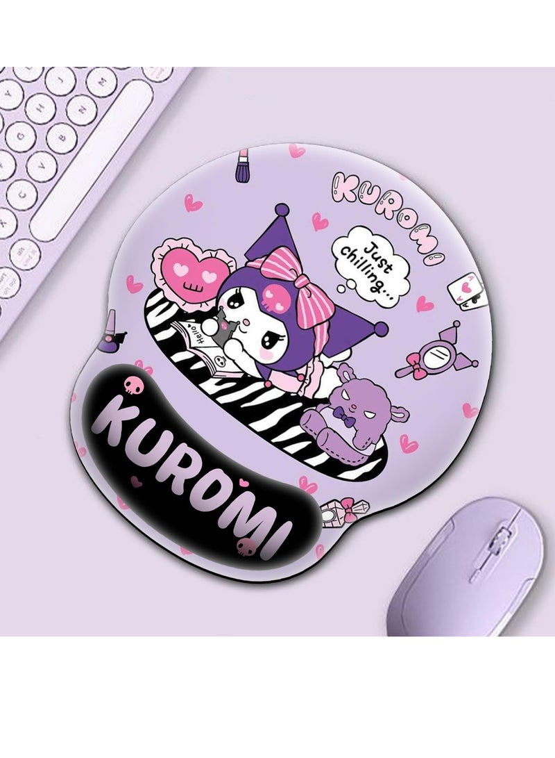 Kawaii Mouse Pad with Wrist Support Comfortable Smooth Wrist Rest Non-Slip Base Pain Relief Mousepad for Computer Office