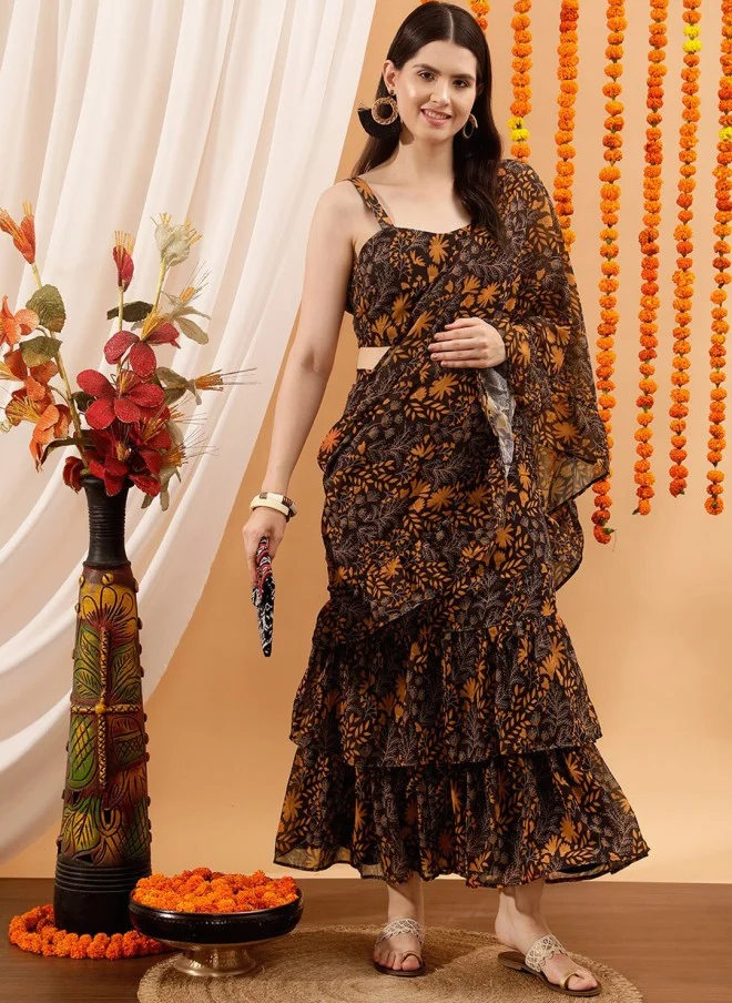 Indo Street Floral Printed Ready To Wear Saree For Women