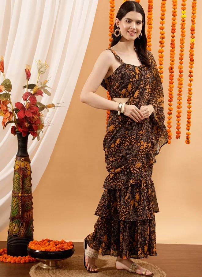 Indo Street Floral Printed Ready To Wear Saree For Women