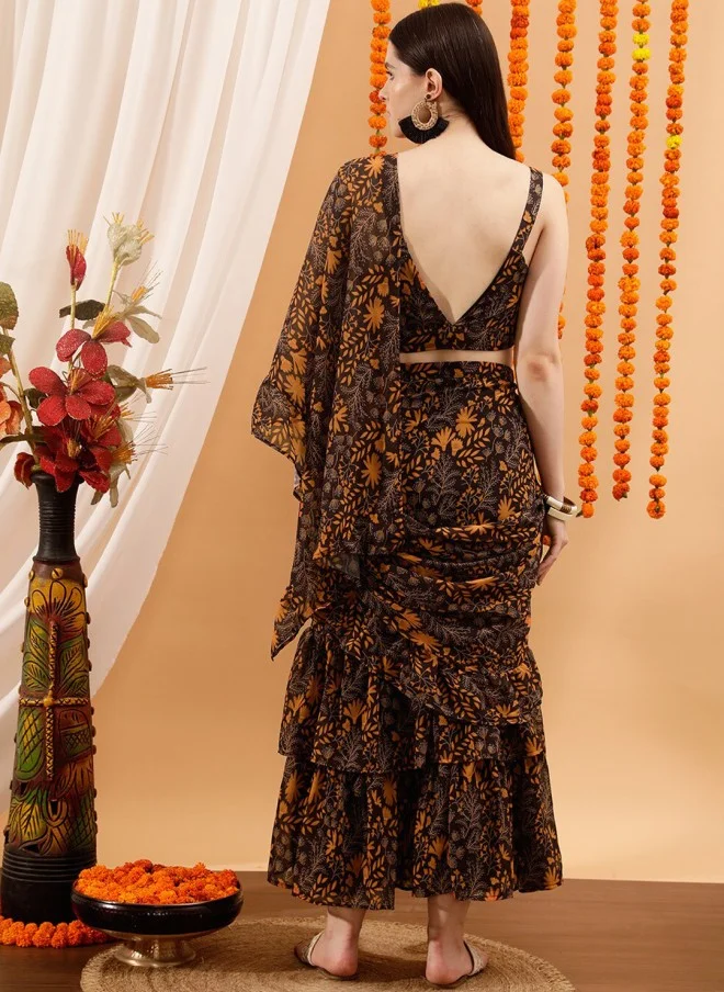 Indo Street Floral Printed Ready To Wear Saree For Women