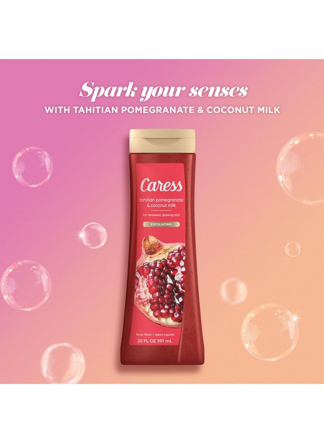 Caress Body Wash for Women, Tahitian Pomegranate & Coconut Milk, Exfoliating Shower Gel for Renewed, Glowing Skin, 20 fl oz, 4 Pack - Image 5